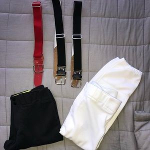 Softball pants and belts